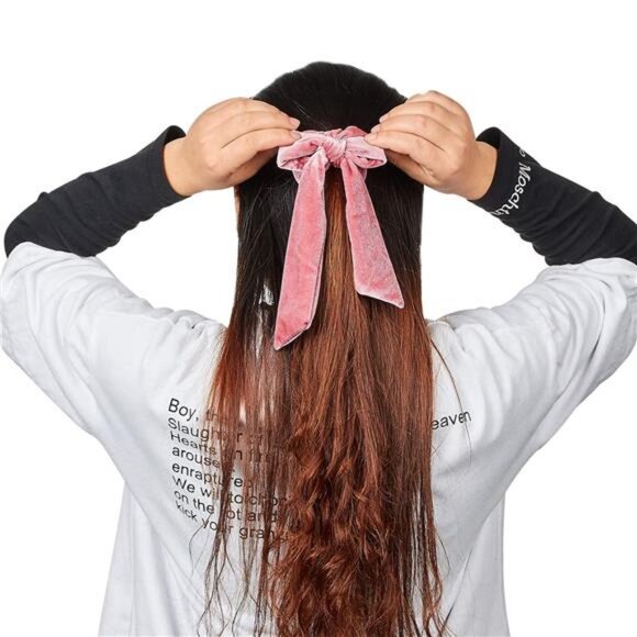 6-Pack Velvet Hair Scrunchies – Bowknot Elastics for Women and Girls - Picture 6 of 8